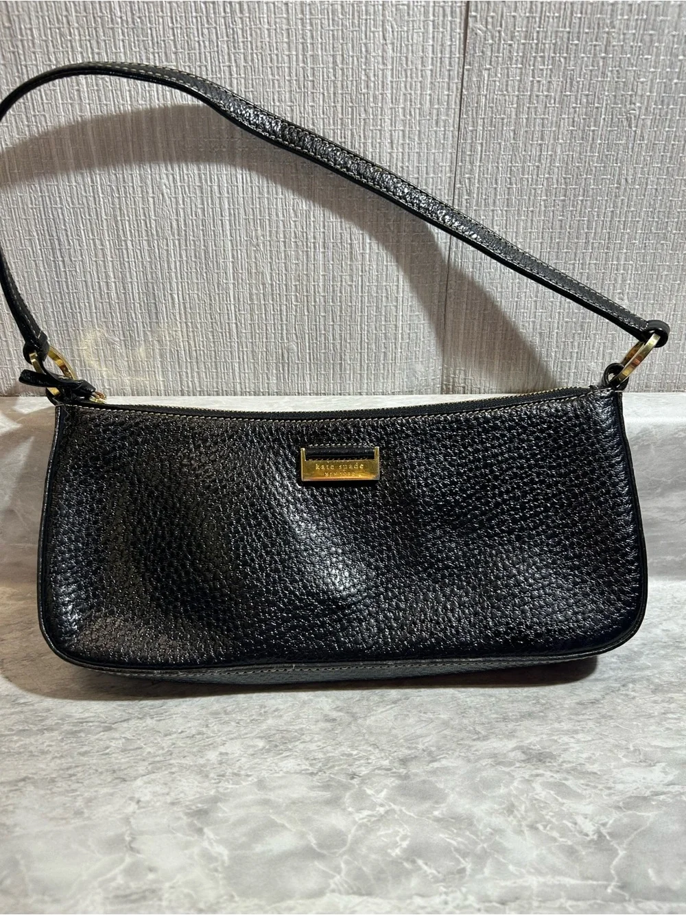 kate spade Black Textured Leather Shoulder Bag - BG5